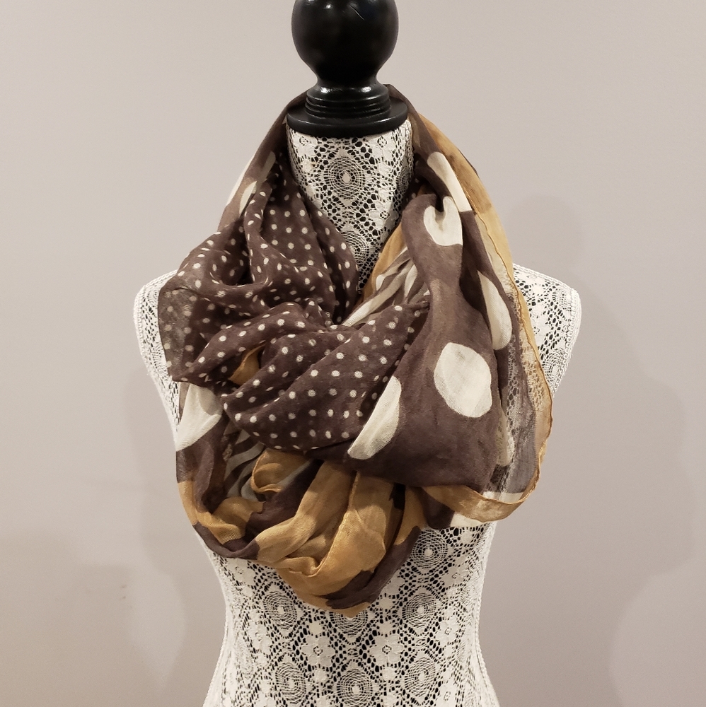 Brown and Tan Colorblock Infinity Scarf